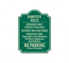 Dumpster Rules Residents Only Aluminum Sign (EGR Reflective)