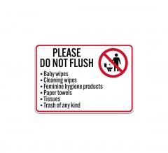 Please Do Not Flush Baby Wipes Plastic Sign