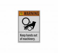 ANSI Warning Keep Hands Out Of Machinery Decal (Reflective)