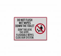 Do Not Flush Wet Wipes Down Decal (Reflective)