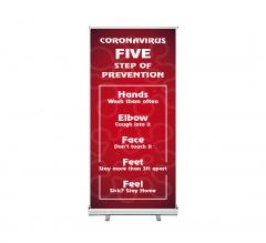 Coronavirus Five Steps of Prevention Roll Up Banner Stands