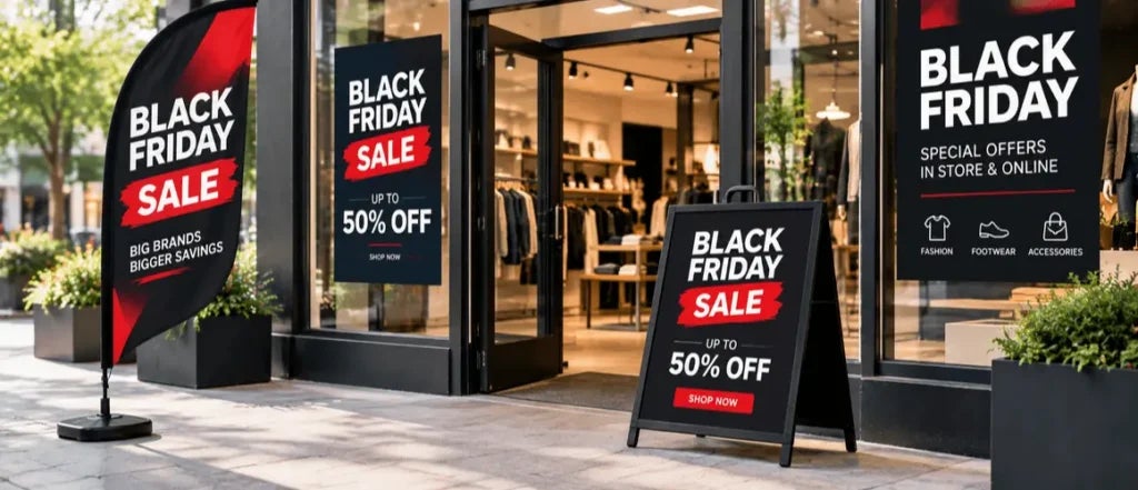 Attract local shoppers with storefront signage and retail displays