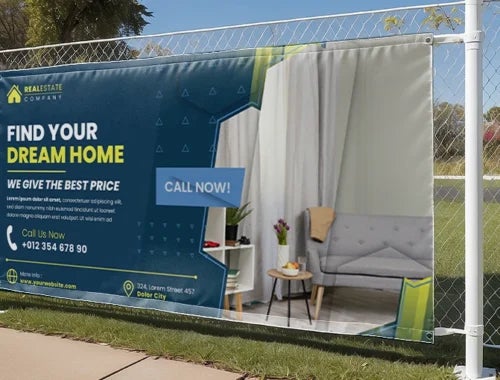 Custom outdoor vinyl banner for real estate advertising