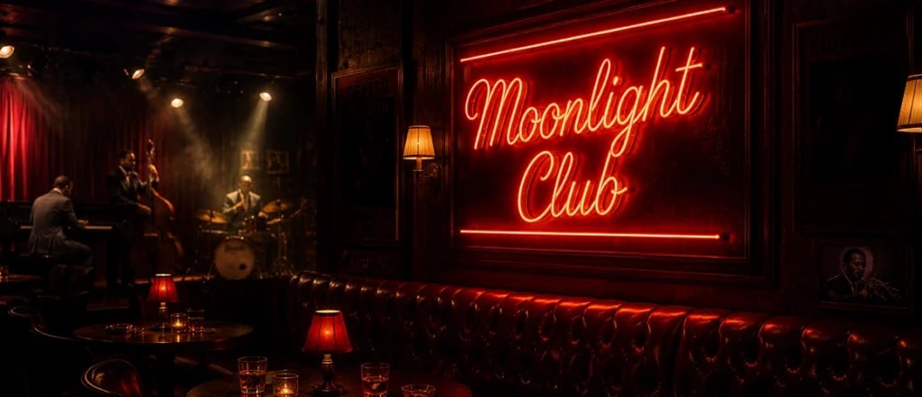 Glowing custom neon wall sign for nightclub and bar branding