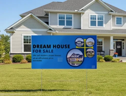 Custom real estate sign board for residential property sale marketing