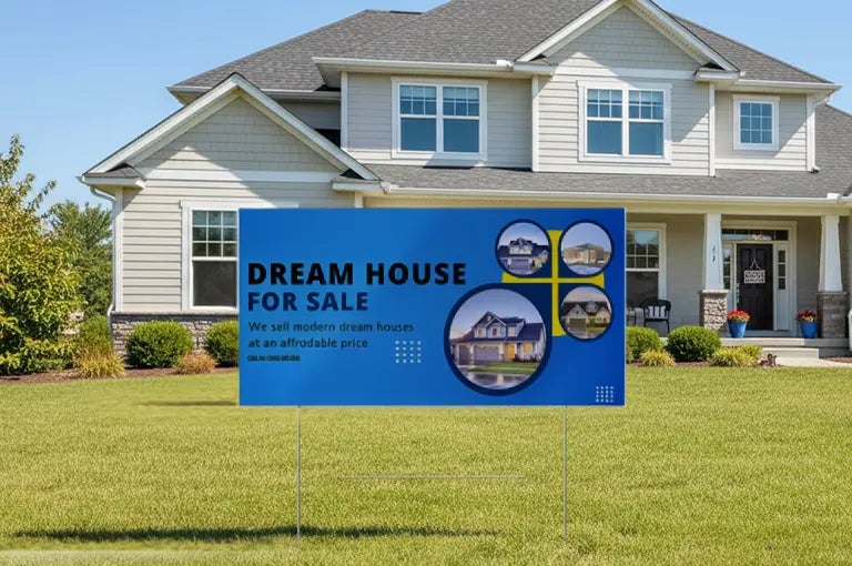 Custom real estate sign board for residential property sale marketing