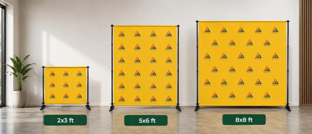 Standard sizes of step and repeat banners